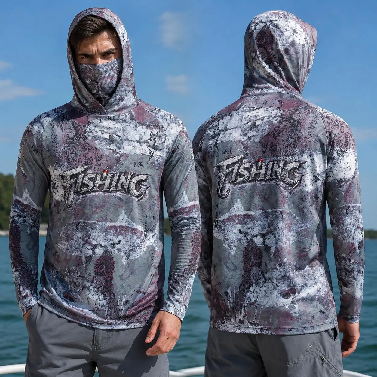 Fishing Mask Sun Protection - Koszula do wędkowania z kapturem, męska